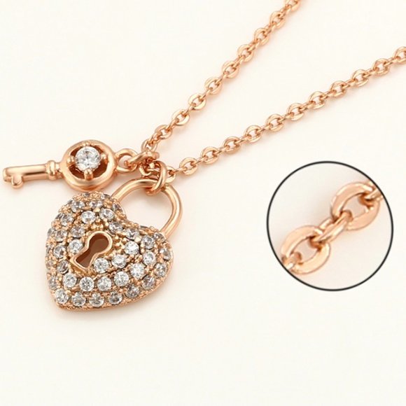 Key to My Heart Rose Gold 18KGP Necklace - Picture 3 of 10